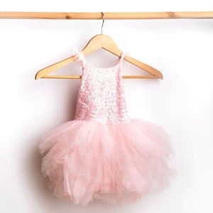 Baby Bums Bums n Roses pink tulle/sequined dress with snap closure 3-6 months